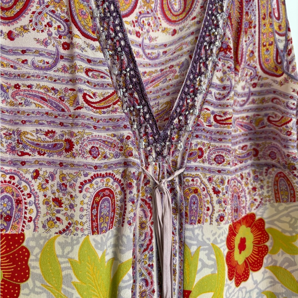 Hale Bob Pink and Purple Tie sleeveless blouse - Picture 3 of 4